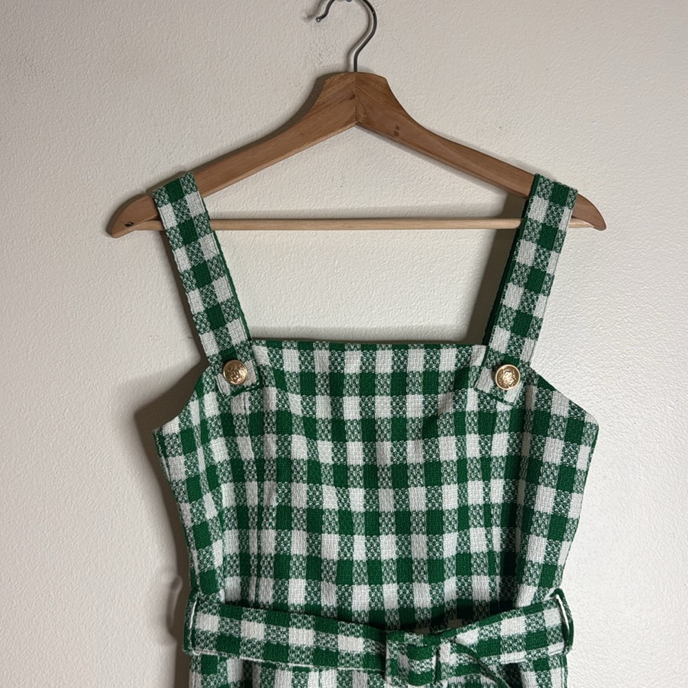 kourt Blaine ladies green gingham mini dress size 4 - Picture 5 of 15